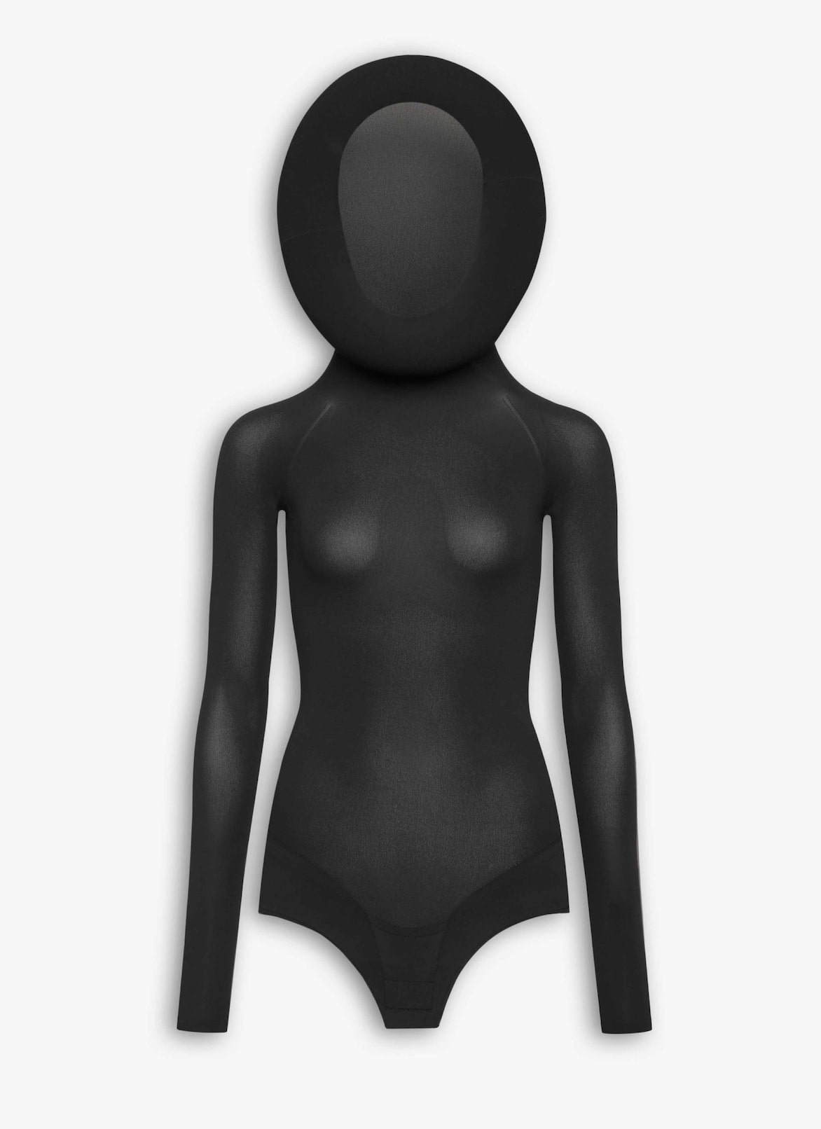 SCULPTURAL HOOD BODYSUIT IN SECOND-SKIN KNIT ALAÏA BLACK SCULPTURAL HOOD BODYSUIT IN SECOND-SKIN KNIT